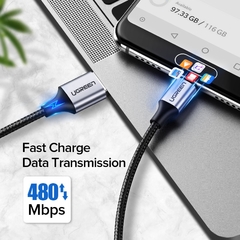 Imagem do Ugreen usb c tipo de cabo c cabo de carregamento para xiaomi 11t pro samsung s21 usb c cabo de fio do telefone 3a qc3.0 usb tipo c carregador