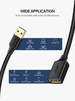 Ugreen usb cabo de extensão usb 3.0 cabo para smart computador portátil tv xbox um ssd usb 3.0 2.0 cabo extensor mini cabo de velocidade rápida - TUDO PRA MULTIMIDIA