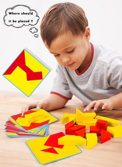 Quebra-cabeças infantil blocos de expressão madeira, montessori educativo, mudança de face, combinação com pensamento, jogos de lógica, geométrico - loja online