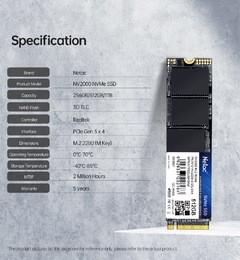 Imagem do Netac ssd m2 nvme ssd 128gb 256gb 512gb 1tb ssd m.2 2280 pcie unidade de estado sólido interno para o desktop do portátil