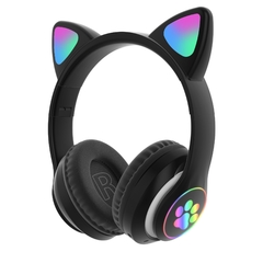 Qearfun Fone de ouvido sem fio, Fone Bluetooth RGB fone gamer para celular phone, bonito orelhas de gato fone gamer com microfone, pode controlar led, criança menina música estéreo fone presente, armazém local espanha na internet