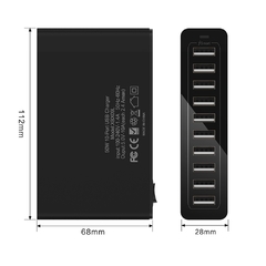 Imagem do 10 portas usb para carregamento rápido, estação de carregamento com cabo 50w, plugue para iphone, ipad, pc, kindle multi, carregador usb