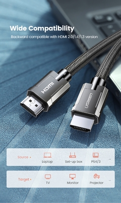 Ugreen hdmi 2.1 cabo para caixa de tv usb c hub ps5 hdmi cabo 8k/60hz ultra de alta velocidade hdmi divisor cabo earc hdr10 + hdmi2.1 cabo - TUDO PRA MULTIMIDIA