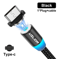 Uslion cabo usb magnético para iphone 12 11 xiaomi samsung tipo c cabo led carregamento rápido carga de dados micro cabo cabo usb fio - loja online