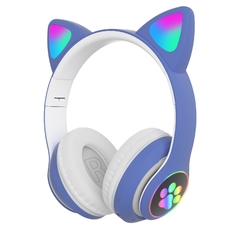 Qearfun Fone de ouvido sem fio, Fone Bluetooth RGB fone gamer para celular phone, bonito orelhas de gato fone gamer com microfone, pode controlar led, criança menina música estéreo fone presente, armazém local espanha - loja online