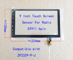 Sensor de toque de 9 polegadas, digitalizador para rádio, gravador de mão, painel de bmw e39 e53 x5 benz gt911 6pin 224*130mm