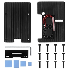 Case de liga de alumínio para raspberry pi 4b/3b, revestimento armadura de 4 cores com dissipador de calor para raspberry pi 4b/3b