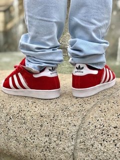 Adidas superstar vermelho camurça sales