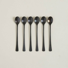 SET DE 6 CUCHARAS DE ACERO NEGRO DISEÑO OVA