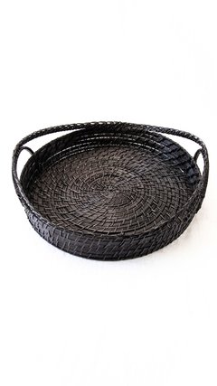 BANDEJA DE BAMBOO Y RATTAN REONA NEGRA - tienda online