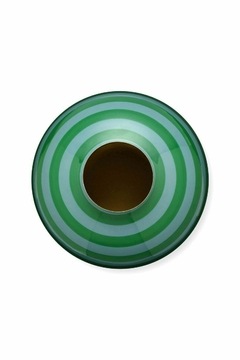 FLORERO METAL RAYAS VERDE 32CM - tienda online