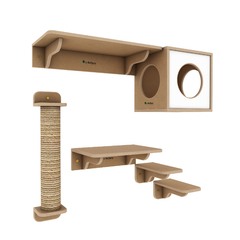 Conjunto Siamês de playground para gatos com 6 itens (Branco) - Linha Ecológica La RoOteria - comprar online