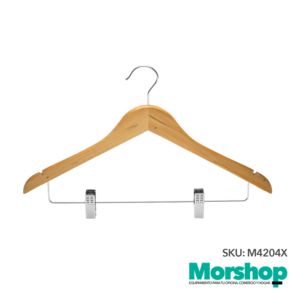 Percha de Madera en Natural con Broches M4204X