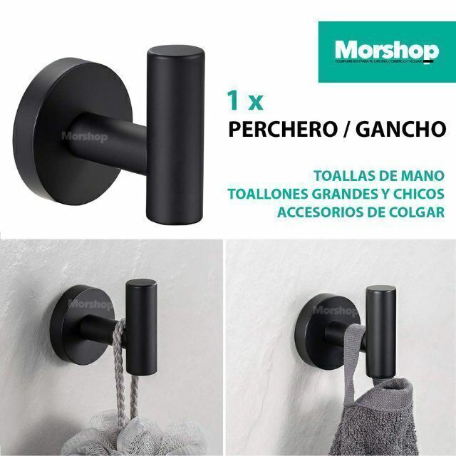 Set De 3 Accesorios Baño Acero Inoxidable Perchero Toallero