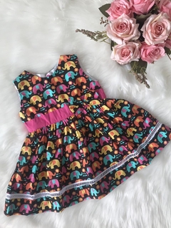 Vestido Elefante Colorido - RN, M, G e 18 meses - comprar online