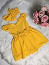 Vestido Crepe Amarelo com Laço - 1 ano