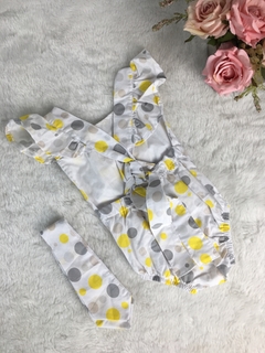 Banho de Sol com Turbante Bolas Cinza com Amarelo - 0 a 6 meses - comprar online