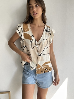 BLUSA MANGA JAPONESA VOLADOS LINO ELASTIZADO