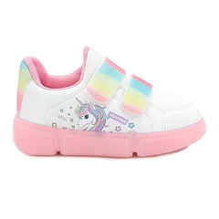 TENIS NOVOPE C/LED UNICORNIO 08/2023 50001022 BRANCO/ROSA BEBE