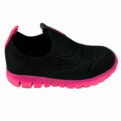 TENIS NOVOPE 08/2023 10001269 PRETO GLITTER/PINK FLUOR