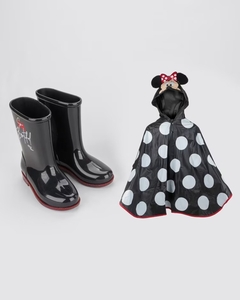 GALOCHA GRENDENE C/CAPA CHUVA MINNIE 23083 PRETO/VERM