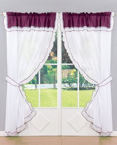 Juego de cortinas de voile triple, con faldon tela jacquard - Articulo 103