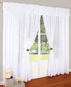 Juego de cortinas de voile triple con faldn y volados bordados en hilo de seda - Articulo 201 Para ventanales grandes
