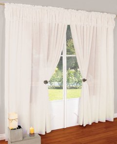 Juego de cortinas de voile triple con faldn y volados bordados en hilo de seda - Articulo 201 Para ventanales grandes - comprar online