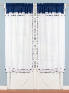 Juego de cortinas de voile triple con faldon de tela jacquard - Articulo 303