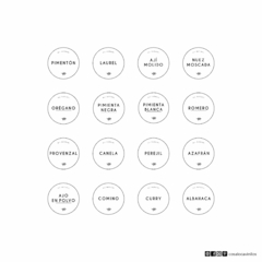 Cocina- Etiquetas minimalistas para especias redondas en internet