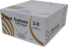 Fio de Sutura CATCROMO Categute Cromado 75cm (AGULHA 3/8 DE CÍRCULO CORPO CILÍNDRICO PONTA CÔNICA DE 40MM)