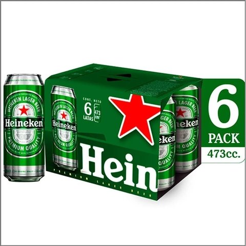 Heineken Lata 473ml. Six Pack 6 Latas