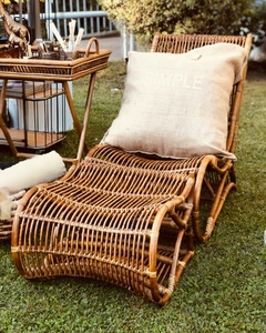 Sillón Reposera Relax De Rattan Con Apoya Pie Descanso