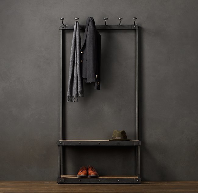 Perchero Industrial en Hierro y Madera 185x85x45 Cm