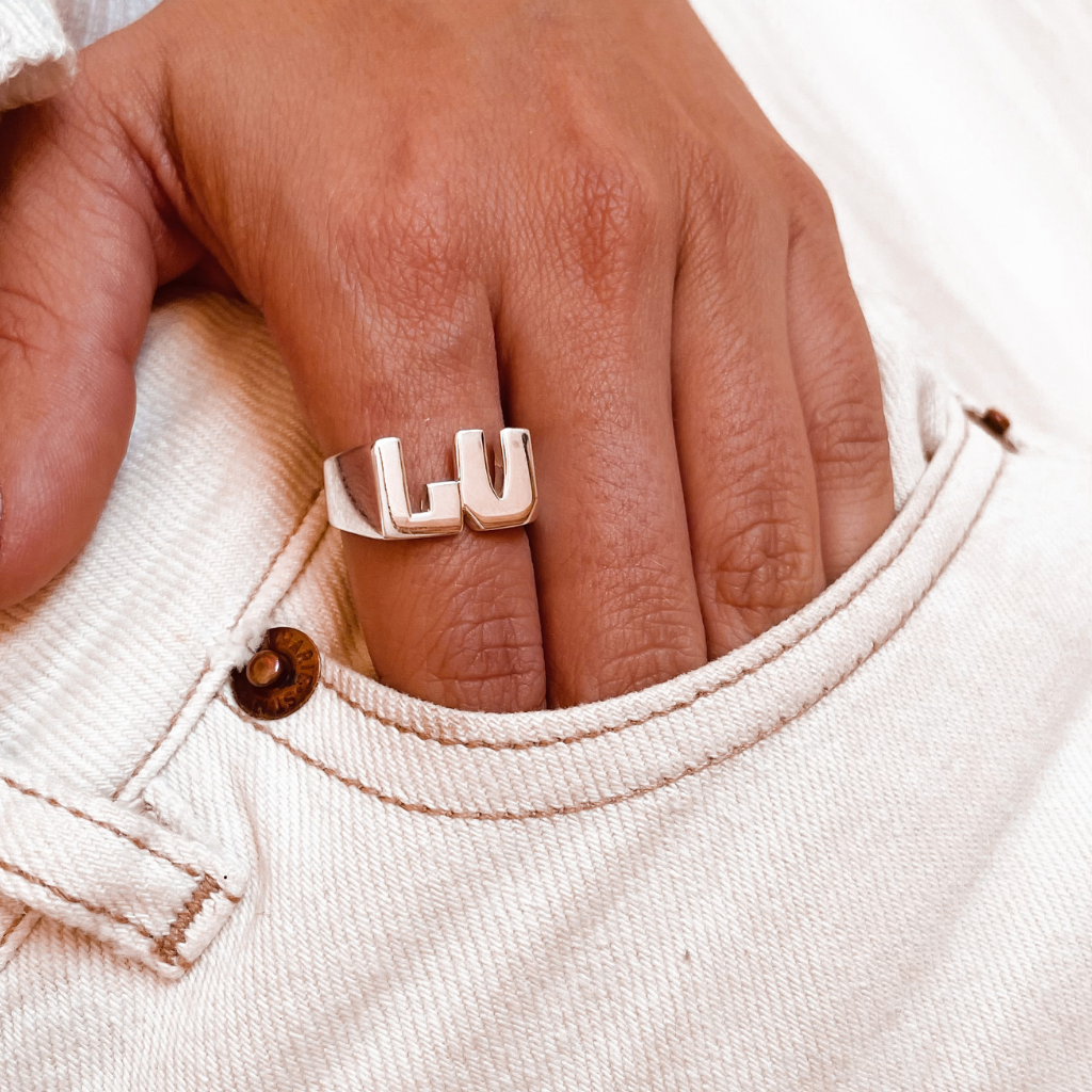 Anillo doble inicial sale