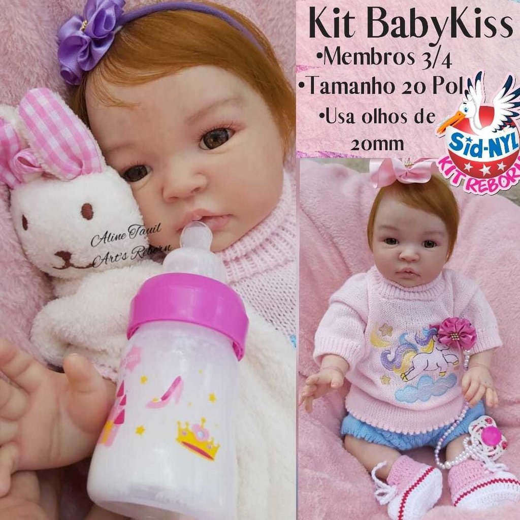 Boneca Reborn Baby Kiss Estilo Bebê Reborn Realista SID-NYL