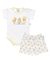 CONJUNTO COM BODY MANGA CURTA EM SUEDINE E SHORT EM MALHA - PATINHOS - AMARELO - ANJOS BABY