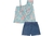 CONJUNTO COM B LUSA EM MALHA MODAL E SHORTS JEANS - FLORAL - AZUL E ROSA - NINI & BAMBINI - comprar online