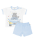 PIJAMA COM BLUSA MANGA CURTA E SHORT EM SUEDINE - CARRINHOS - AZUL - ANJOS BABY