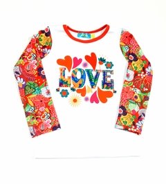 remera love manga larga