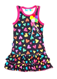 vestido negro corazones colores (viene con prendedor)