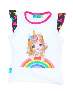 remera nena unicornio arco iris