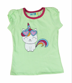 remera gatito verde