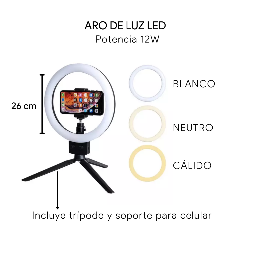 Aro De Luz LED Para Fotografia Maquillaje Para Celular Con Tripode
