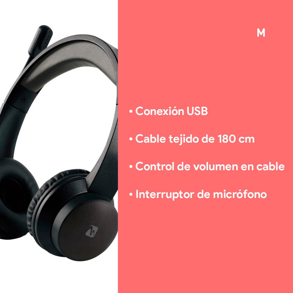 Auriculares Vincha Headset HS-201 USB Con Microfono