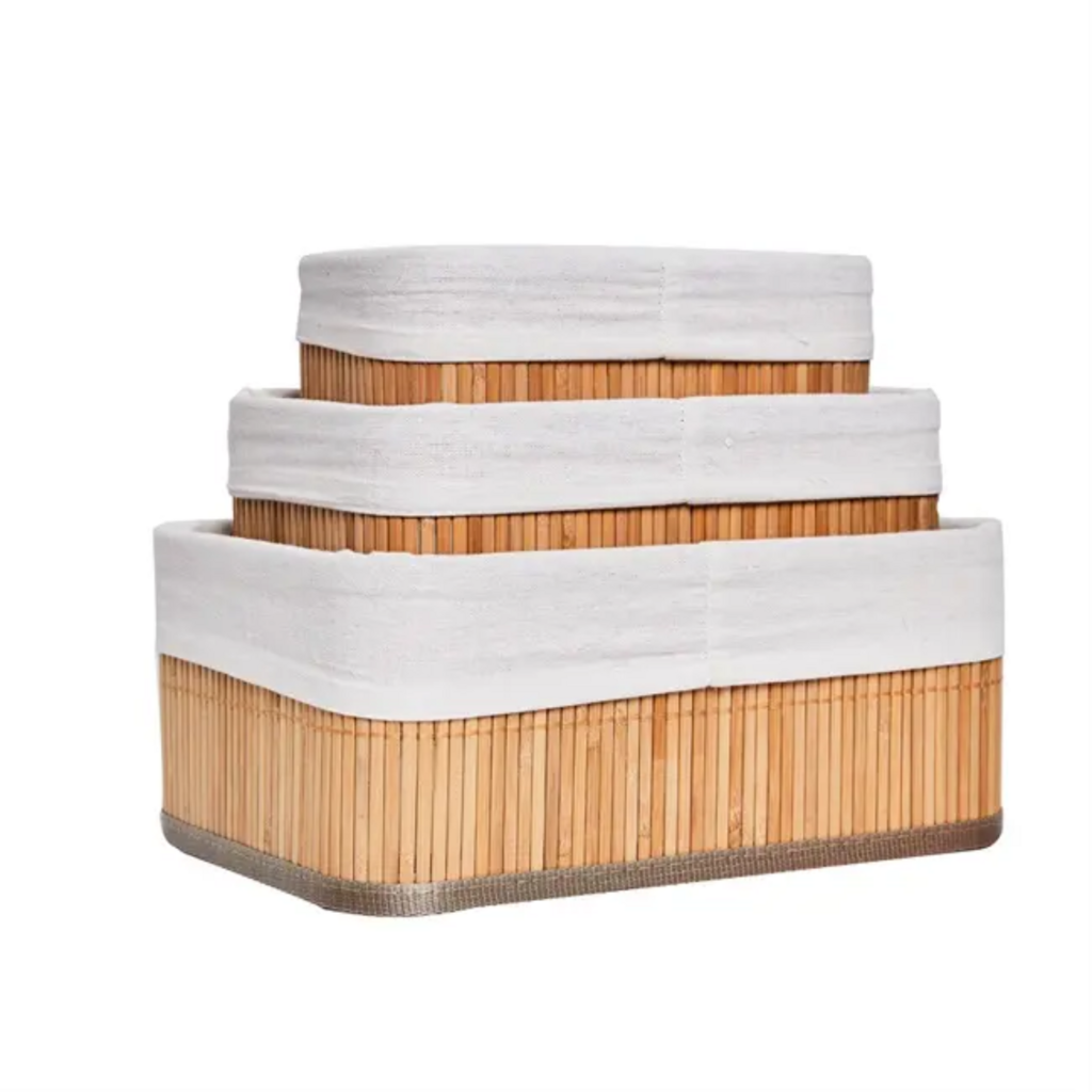 2 pongotodos bambú Cestos blancos baño Cestas estantería Cajas organizadoras  4052025453602