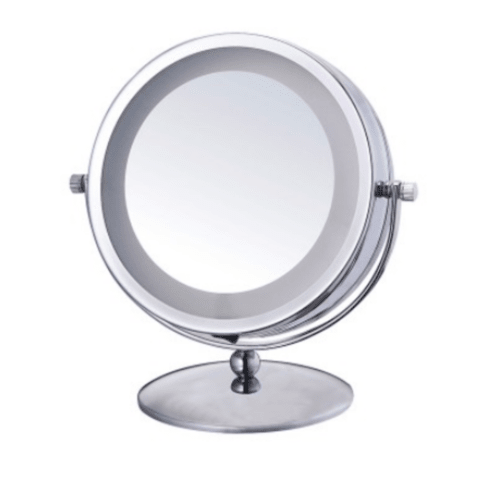  Espejo de mesa – Espejo cosmético de maquillaje redondo  regulable LED, espejo de mesa LED de alta definición con metal, 3 modos de  iluminación de colores, rotación de 360° espejo de