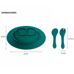 GADNIC PLATO DE SILICONAS CON CUBIERTOS VERDE - comprar online