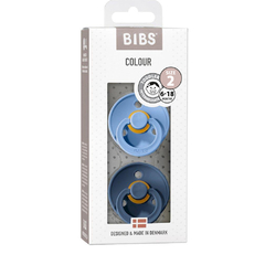 BIBS CHUPETE COLOUR SKY BLUE STEEL BLUE LATEX 6-18 M 2 UDS 120277