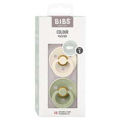 BIBS CHUPETE COLOUR LATEX 0-6 M 2 UDS SYMMETRICAL IVORY SAGE 2121416